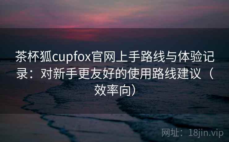 茶杯狐cupfox官网上手路线与体验记录：对新手更友好的使用路线建议（效率向）